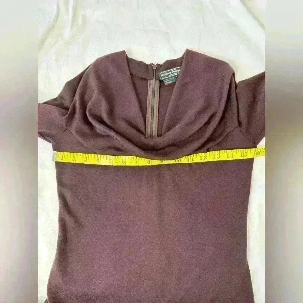 Salvatore Ferragamo Wool Plum Pencil Dress Size 38 - Picture 7 of 10